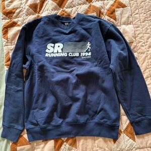 Sporty & Rich SR Running Club 1994 Crewneck Sweatshirt Navy Blue Like New